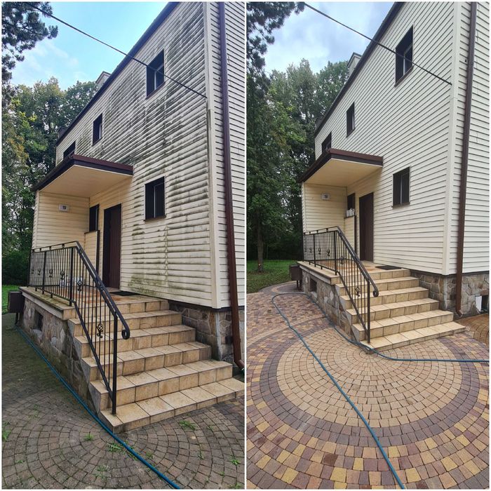 Mycie kostki, elewacji, dachów, usuwanie plam oleju, śladów opon Łódź