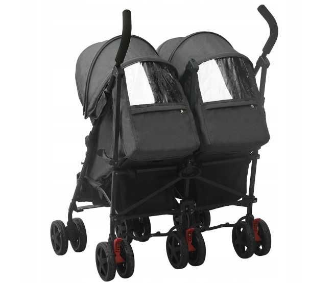 Wózek spacerowy dla bliźniaków, antracytowy