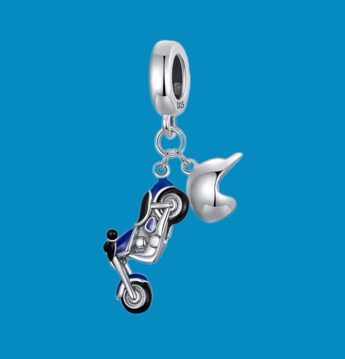 Подарунок чоловіку підвіска мотоцикл, шолом мото кулон шарм срібний