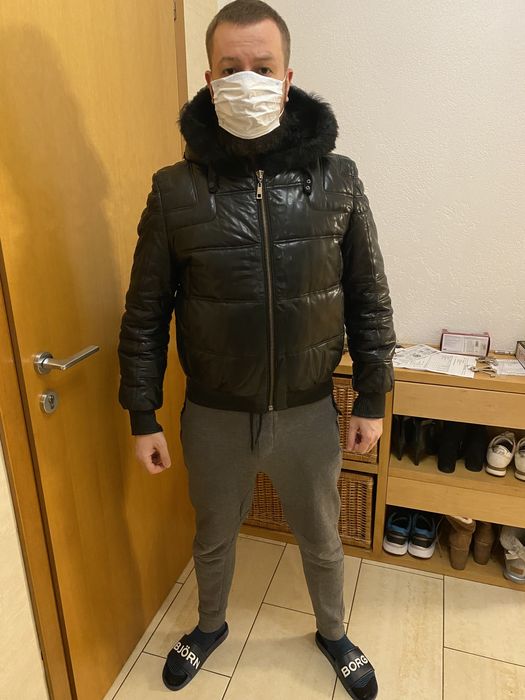 Мужская куртка, зима, на меху, кожаная мужская куртка