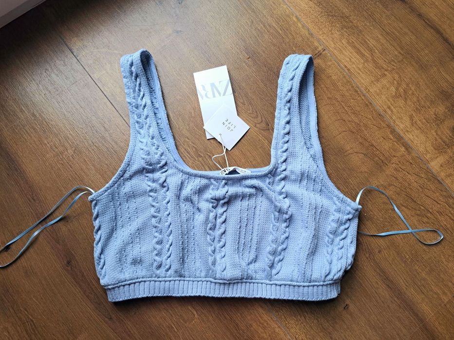 Dzianinowy crop top z warkoczowym splotem Zara 40 L