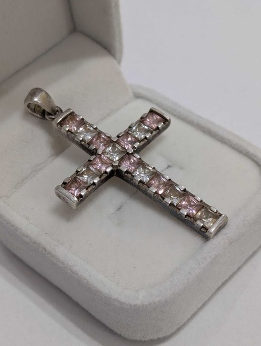 Srebrna zawieszka - krzyż 925 9,18 g dł. 52 mm