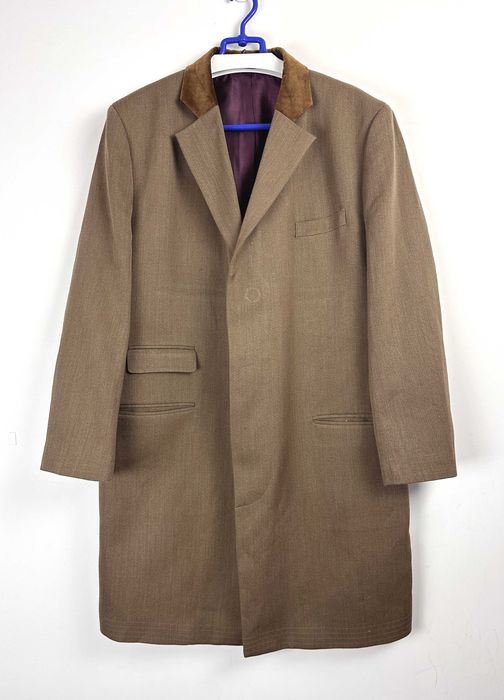 Płaszcz wełniany brytyjski styl country długi elegancki unisex r. M/L