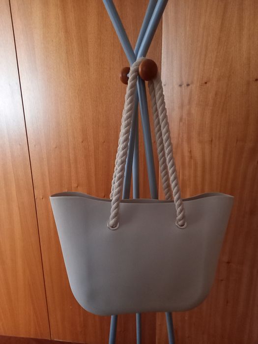 Saco praia  bege plástico grosso