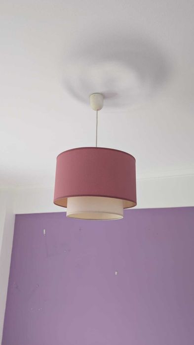 candeeiro abajour de teto duplo - 3D - Rosa e Branco - ótimo estado