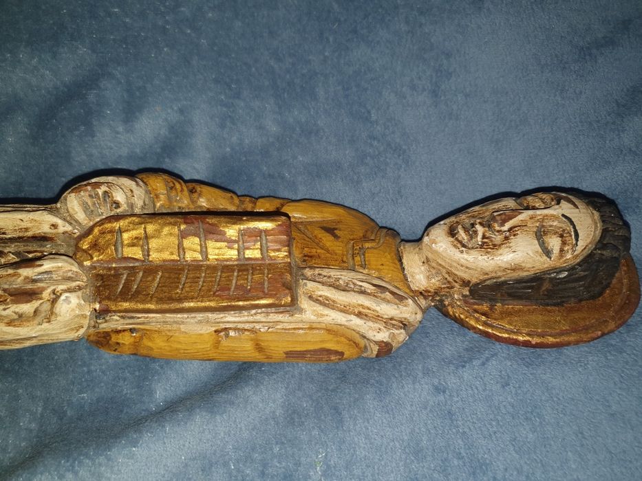 Stara figura rzeźba świętego Piotra drewno XIXw