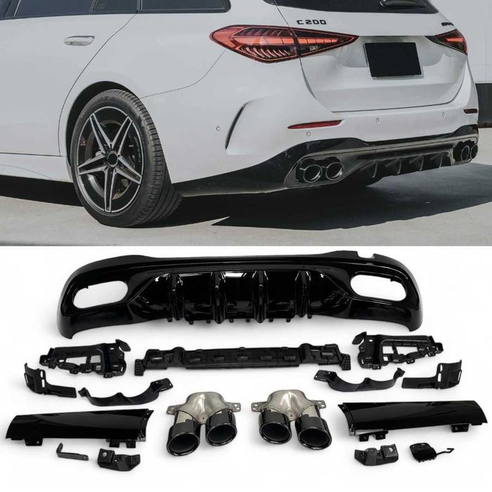 Difusor traseiro Mercedes Class C (W206) preto brilho