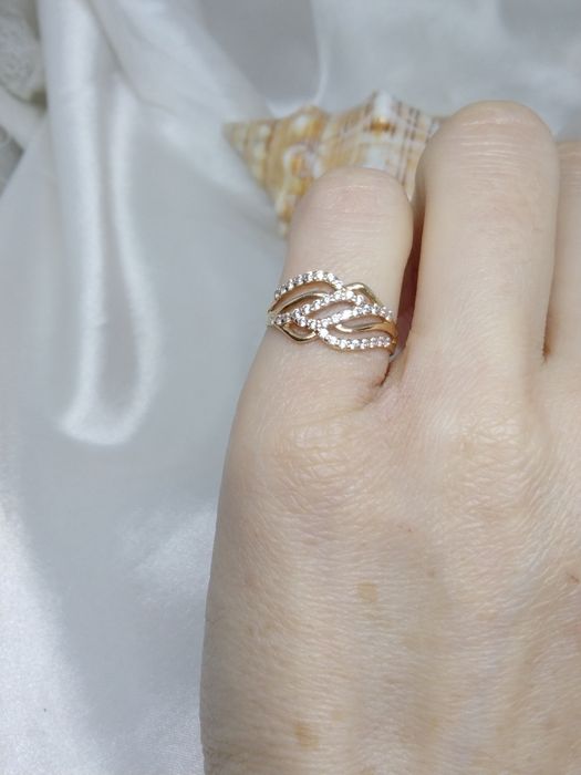 Złoty pierścionek z cyrkoniami, złoto Golden rose 583, rozmiar 13