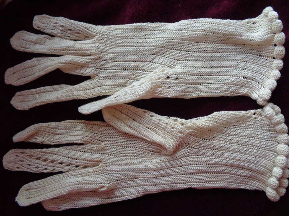 рукавички весільні ажурні шовк 27см