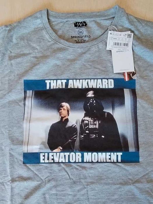 T-shirt cinzenta Springfield com estampa Star Wars tamanho XXXL