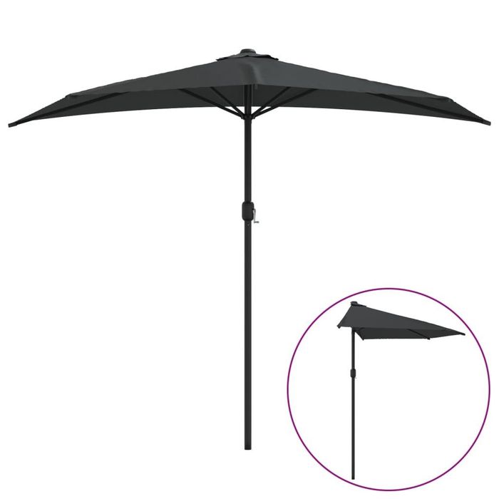 Novo: Parasol varanda 270x135cm antracite semicircular (meia lua)