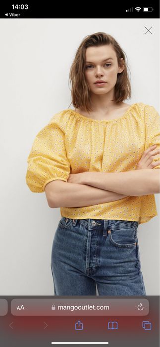Хлопковая блуза mango. Топ.