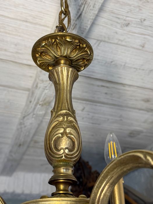 Francuski Żyrandol nr. 47 Francja, mosiądz 3-ram Antyk Lampa