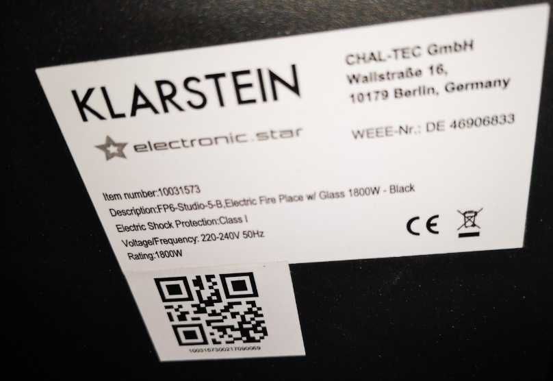 Камін електричний Камин электрический Klarstein Studio 5 .О