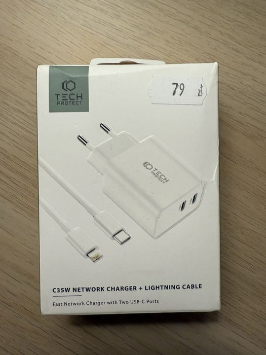 Tech Protect C35W 2 Port Network Charger Pd35W Lightning Cable White
