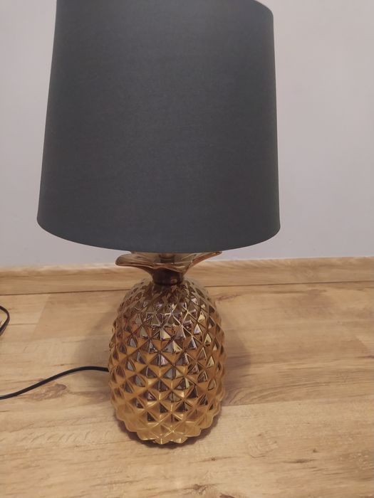 Piękna,porcelanowa, złota lampa Ananas