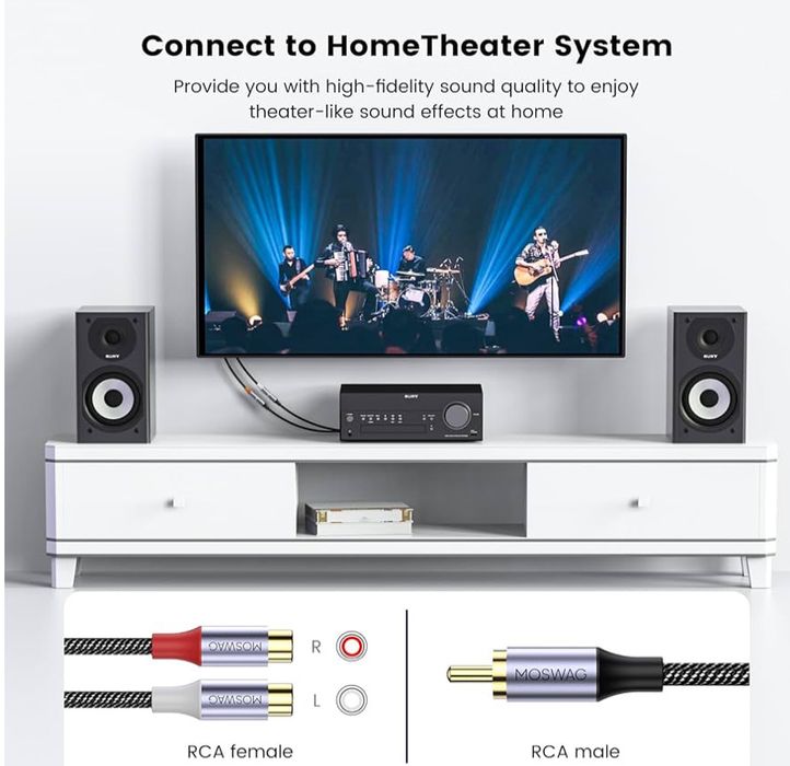 MOSWAG Adapter / trójnik, wtyk RCA - 2x gniazdo RCA