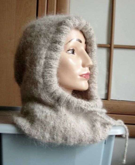 beżowy fluffy kaptur balaclava alpaka i kaszmir