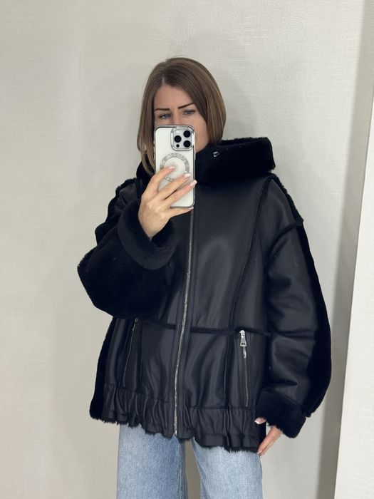 Дубленка двухстороняя коротка автоледі 65 см шкіряна  сілка