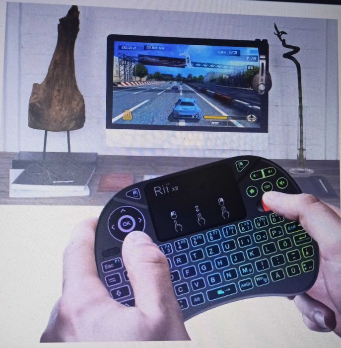 Nowa mini klawiatura z touchpaden RIiTV 2,4GHz 8kolorow bezprzewodowa