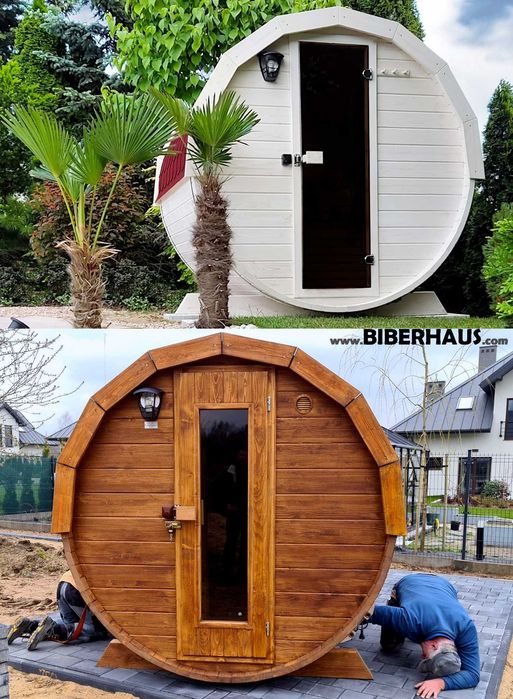 SAUNA Ogrodowa 150 cm MIKRO 2/3 osob +GRATIS Beczka 500L +Akcesoria 3 DNI DOSTAWA