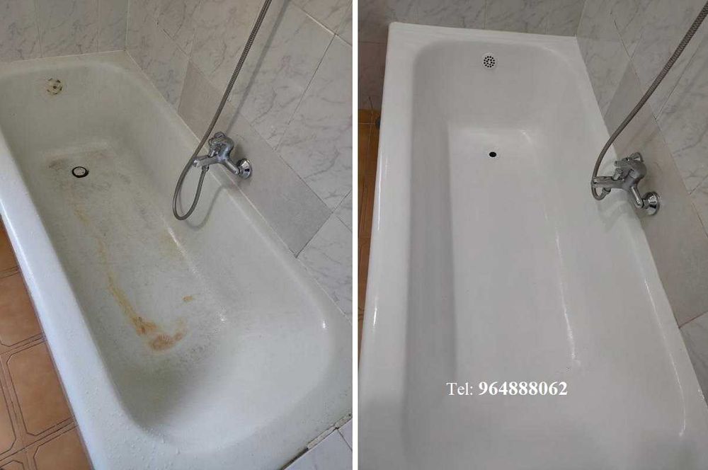 Banheira do ferro fundido, cerâmica, acrílico/fibra de vidro, . -» RENOVAÇÃO de Banheiras, PINTURA de Banheiras, ESMALTAGEM de banheiras