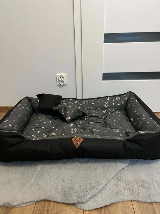 Legowisko dla psa M 100x75 szare wodoodporne – dwie poduszki gratis