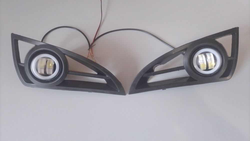 LED противотуманки + дхо с решётками для Джили МК, MK NEW, МК2, МK CROSS.
