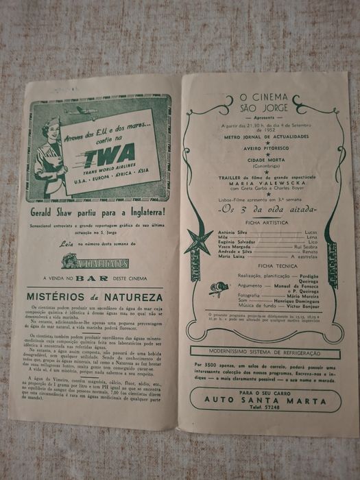 Programa antigo cinema português senhora Fátima
