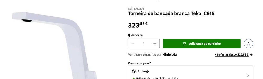 Torneira de bancada branca Teka IC915
