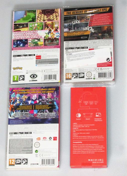 Pack 3 jogos Nintendo Switch + Dock Station Portátil