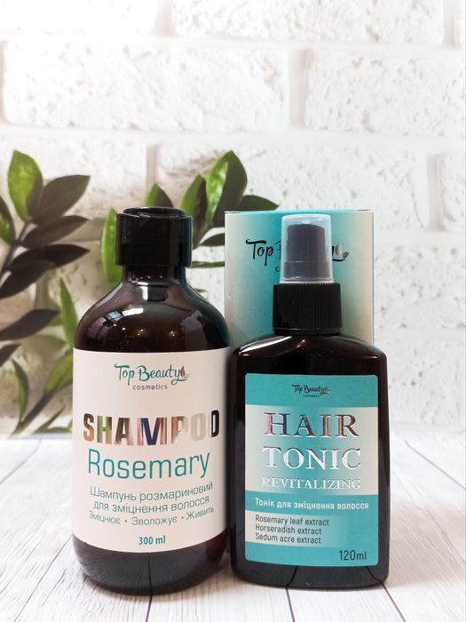 Тонік, шампунь для зміцнення волосся Top beauty із розмарином.