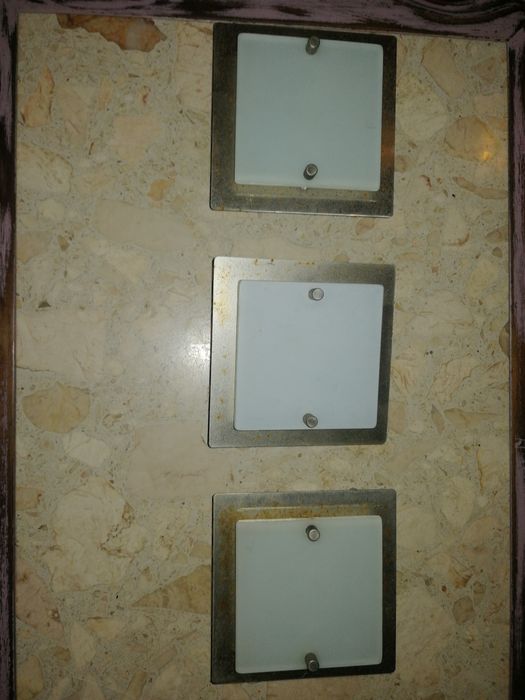 Candeeiros tecto em inox e vidro fosco