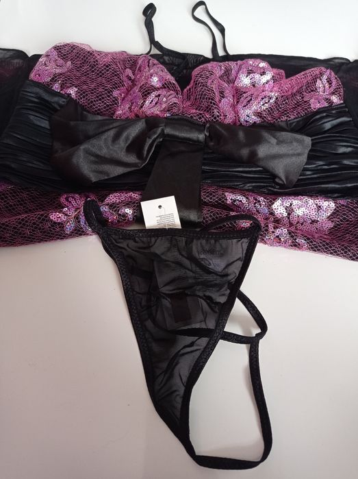 Tanio!! Nowa seksi koszulka wieczorowa + stringi, r.L
