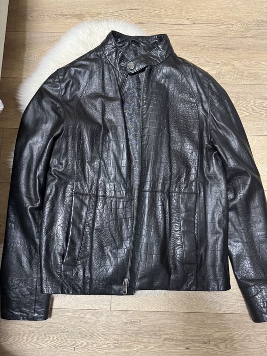 Шкіряна чоловіча куртка натуральна під крокодила. Туреччина