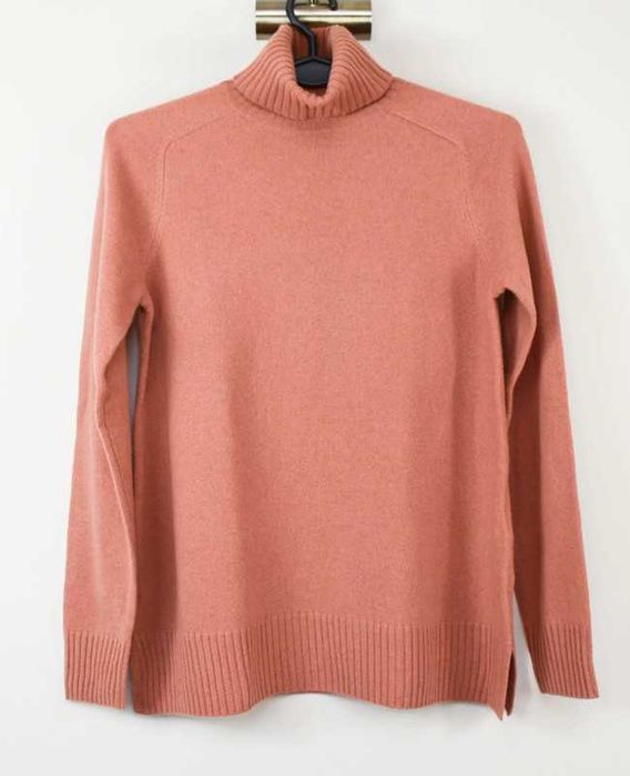 Massimo Dutti sweter golf wełna pudrowy róż XS