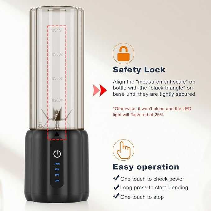 Blender przenośny 500ml USB-C 6 ostrzy koktajle smoothie COKUNST