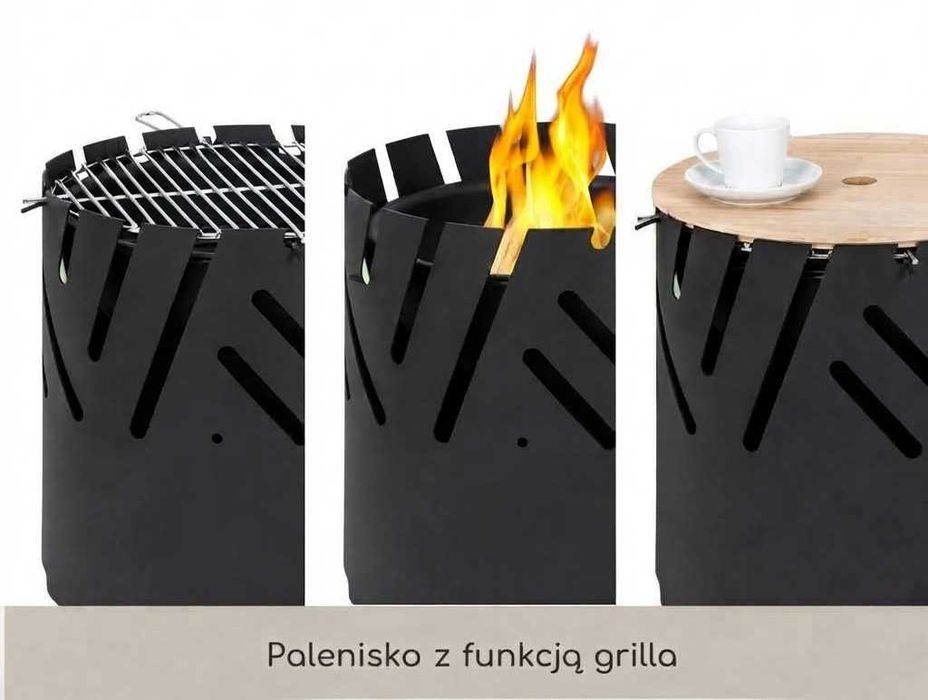 Crown 46cm Niskie Palenisko Z Funkcją Grilla Czarne