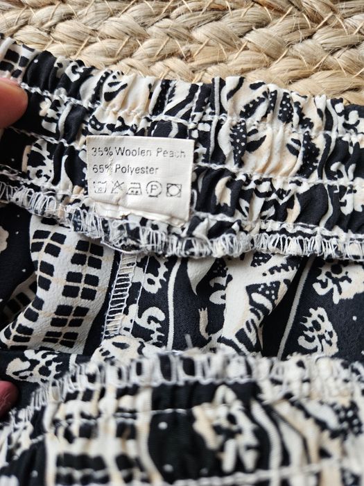 Damskie spodnie haremki boho – czarno-białe ornamenty