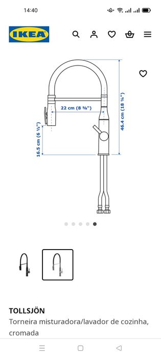 Torneira misturadora de cozinha, cromada. NOVA, IKEA