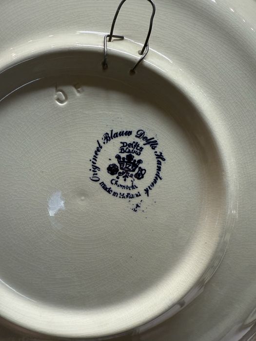Duży kolekcjonerski talerz Delfts Blaus Holandia Kobalt fajans 1746