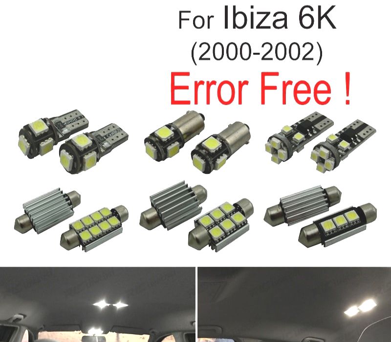 KIT COMPLETO 7 LAMPADAS LED INTERIOR PARA SEAT IBIZA 3 MK III 6 K 00-02