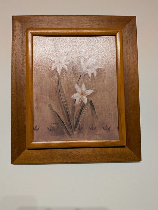 Quadro de madeira com flor