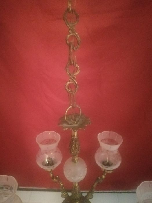 Candeeiro de teto antigo bronze