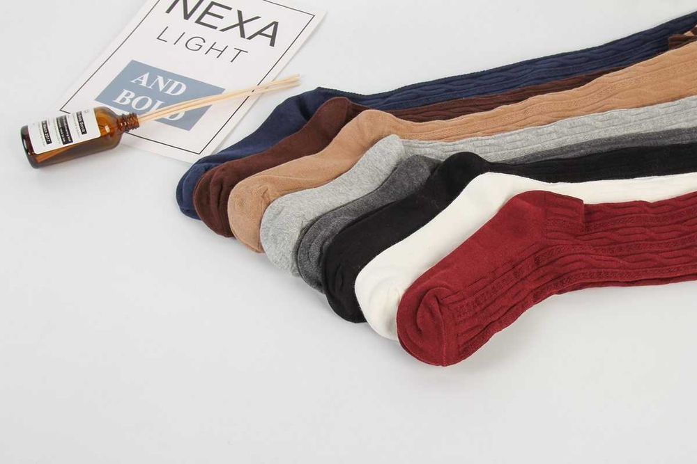 Гольфы гетры теплые за колено хлопковые с полосками