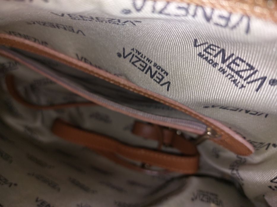 Brązowy camel kuferek VENEZIA torba skóra naturalna