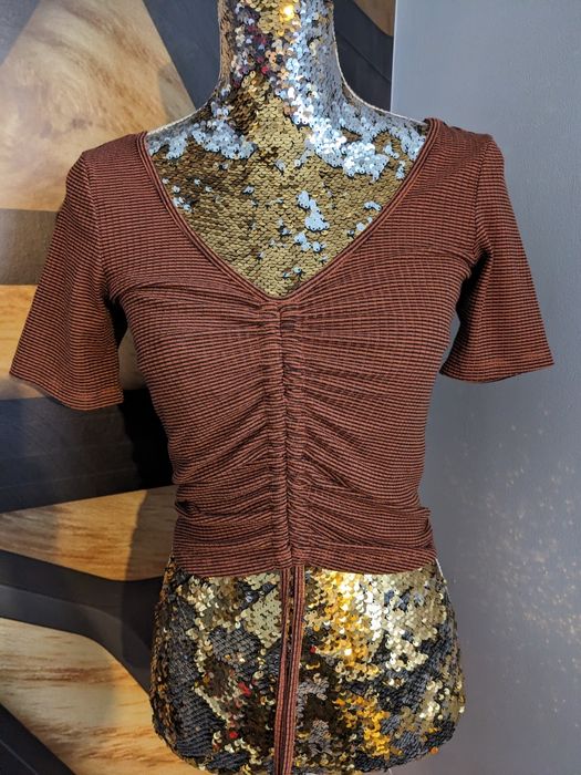XS bluzka top Cropp brązowa