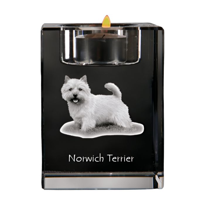 Norwich Terrier świecznik kryształowy z psem Art-Dog