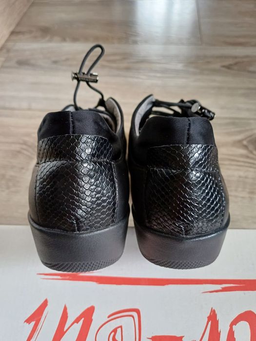Czarne skórzane adidasy sneakersy damskie Stonefly rozm 39.
