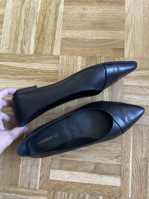 Czarne skórzane baleriny Lasocki, piękne.
